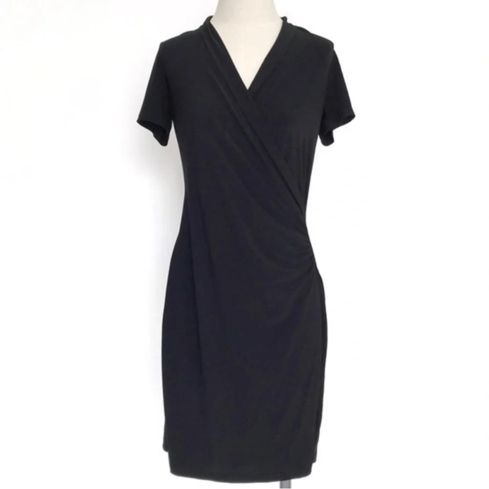 Norma Kamali Classic Black Faux Wrap Dress